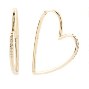 Kendra Scott Ansley Gold Cubic Zirconia Hoop Earrings New